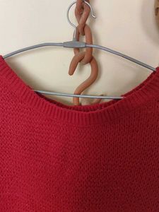 Red Knit Pullover Sweater