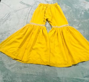 Yellow Embroidered Kurti With Sharara