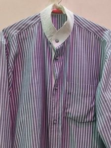 Striped Mandarin Collar Shirt
