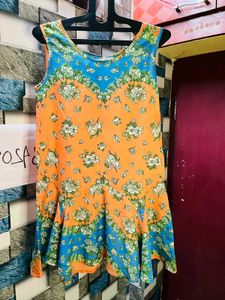 Women Printed Orange Coloured Floral Dress