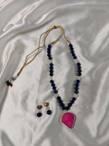 Blue-pink Necklace Set