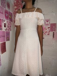 White Eyelet Off-Shoulder Dress