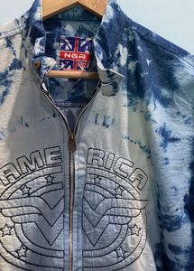 Denim Shirt with Zipper Closure, Size M 36