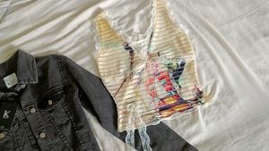 Denim Jacket &amp; Lace Tank Set