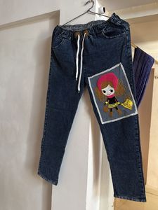 Embroidered Cartoon Jeans Cum Joggers