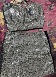 Shimmer Coord Set Top And Skirt