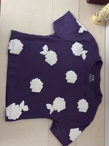 Purple Crop Top With White Floral
