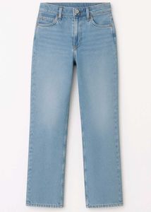 High-Waisted Light Wash Straight-Leg Jeans