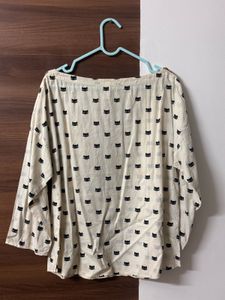 Cute Cat Print Top