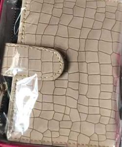 Beige Croc-Embossed Wallet