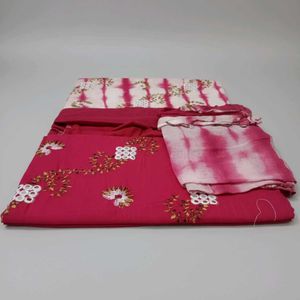 Pink Embroidered Dress Material undtitched