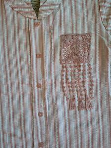 Striped Blouse with Embroidered Detail