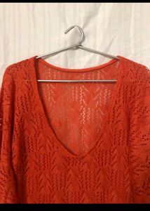 Orange Pullover Knitted Top
