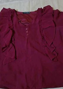 Elegant Maroon Ruffle Top