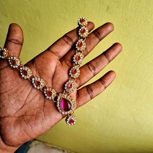 Elegant PINK And White Stoned Neckpiece