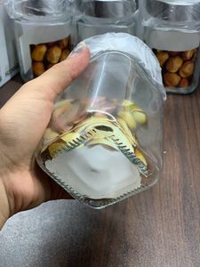 350ml Cube Glass Jar With Steel Lid Set Of 6