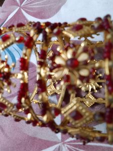 Ornate Gold &amp; Red Bangle Set