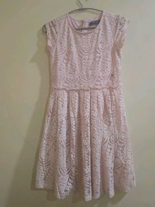Pink Lace Fit & Flare Dress