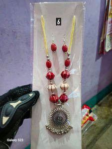 Coral Bead Women Necklace &amp; Earring Set