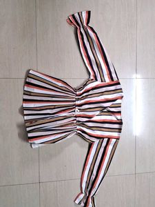 Striped Ruched Crop Top