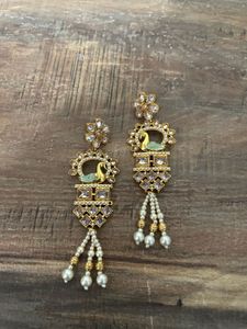 Peacock Pearl Drop Earrings