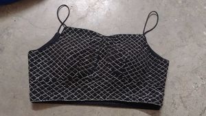 Black & Silver Embellished Crop Top