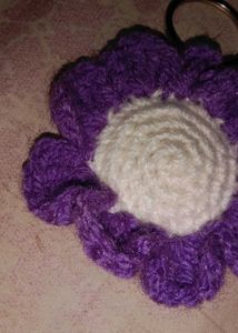 Handmade Crocheted Purple Flower Applique