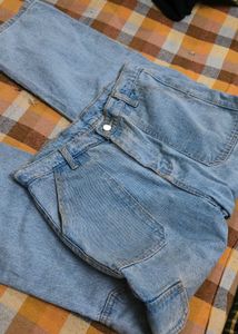 Light Wash Denim Cargo Pants