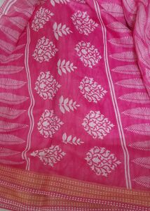 Beautiful Bhagalpuri Pink Saree &amp; Blouse