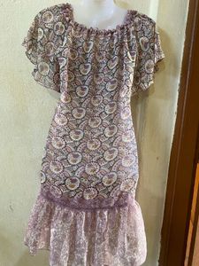 Paisley Print Ruffle Mini Dress