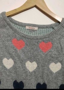 Silver Winter Top Heart Print For 34 Bust