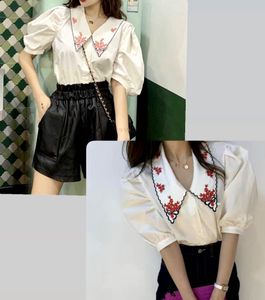 Korean Embroidered Collar White Top❤️
