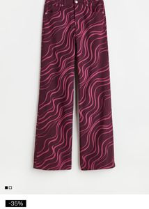 Patterned Wide Leg Jeans