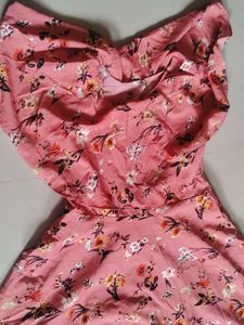 Floral Print Peach Dress