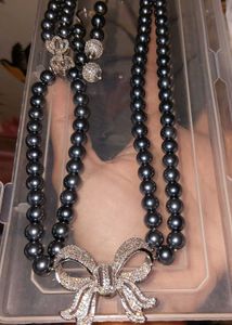 Original Grey Pearl With Ad Stones Neckpiece Set