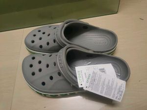 crocs bayaband clogs ,size 10,grey and green