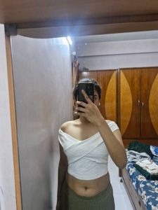 White Off-Shoulder Crop Top