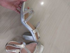 Silver Block Heels