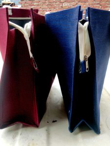Red &amp; Blue Woven Tote Bag Set