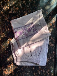 Lavender khadi cotton kurta pant set