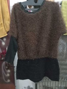 Brown Fuzzy Layered Dress
