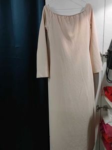 Beige Off Shoulder Dress