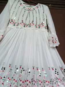 White Embroidered Sharara Suit