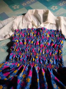 Floral Smocked Dress with Shirt