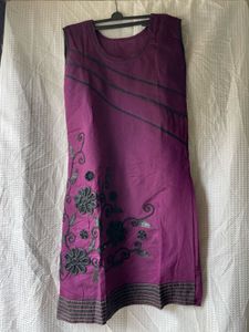 Elegant Plum Floral Embroidered Kurti