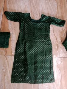 Green Churidhar Set With Long Dupatta