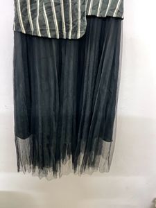 Korean Thrifted Black Net Middie Dress