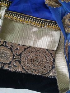 Blue &amp; Black Embroidered Anarkali