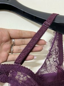 Dior Dupe Purple Lace Bralette with Gold Accent