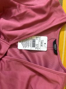 Pink Tie-Front Crop Top